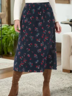 Six-Gore Cotton Corduroy Skirt