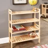 Slatted Wood Stackable Double Shelf, Set of 2