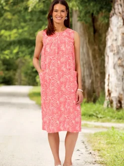 Sleeveless Cotton Gauze Print Muumuu