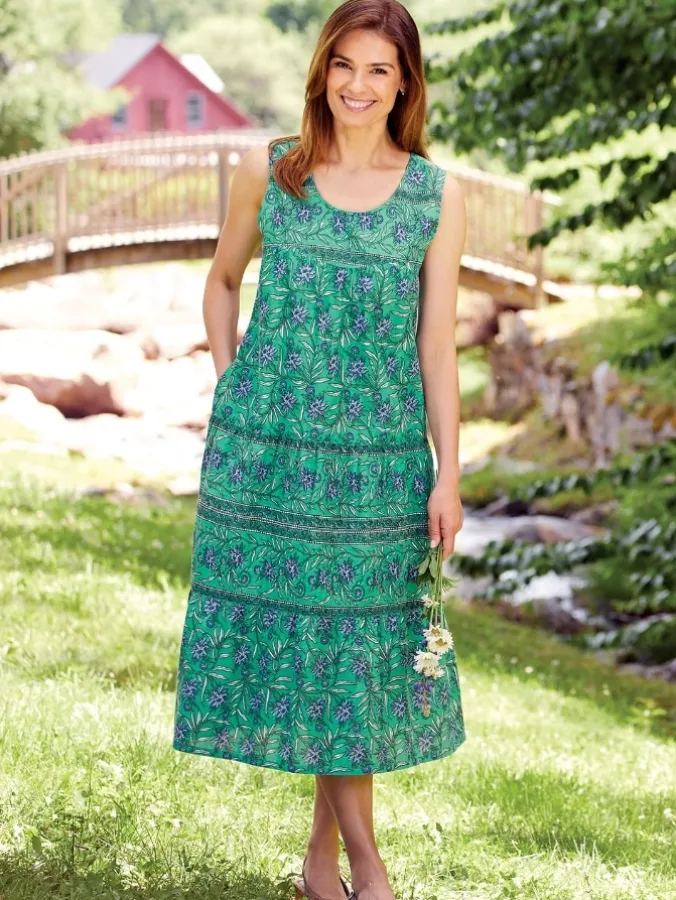 Sleeveless Cotton Tiered Lounge Dress
