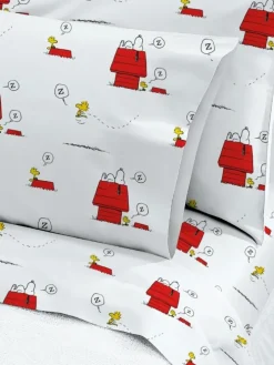 Snoopy and Woodstock Portuguese Cotton Percale Sheet Set