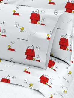 Snoopy and Woodstock Portuguese Cotton Percale Sheet Set