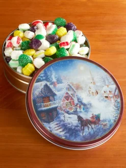 Snowy Christmas Village Tin With Filled Hard Candy