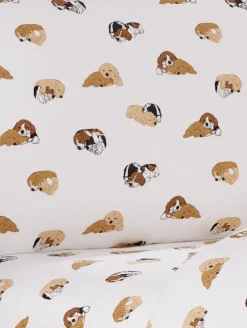 Snuggling Puppies Portuguese Cotton Percale Sheet Set