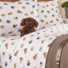 Snuggling Puppies Portuguese Cotton Flannel Sheet Set