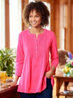 Soft Knit A-Line Pintuck Tunic Top