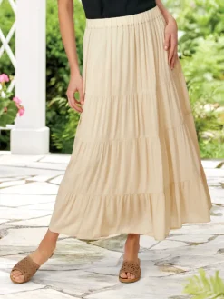 Soft Silhouette Tiered Maxi Skirt