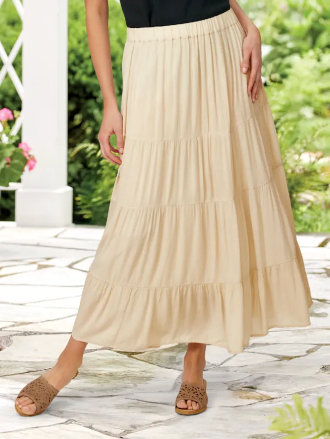 Soft Silhouette Tiered Maxi Skirt