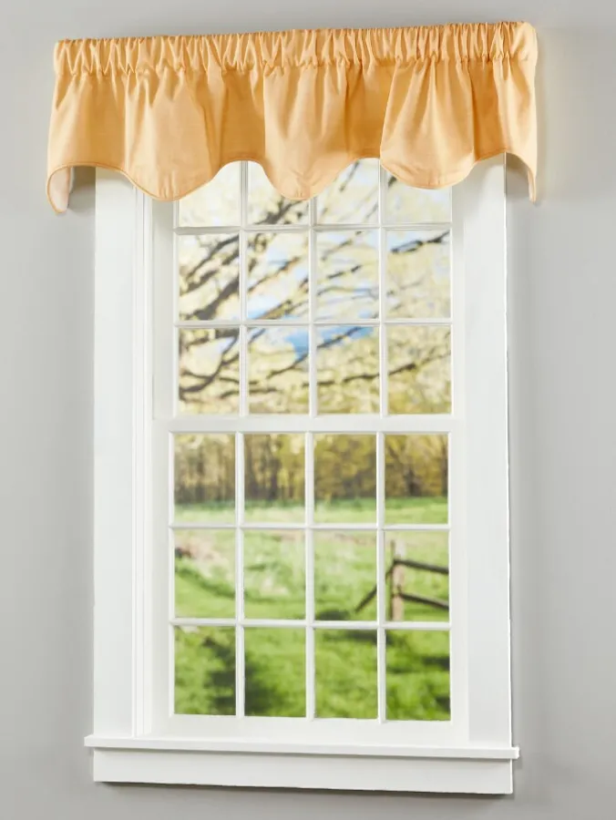Solid Cotton Duck Lined Rod Pocket Scalloped Valance by Country Curtains®