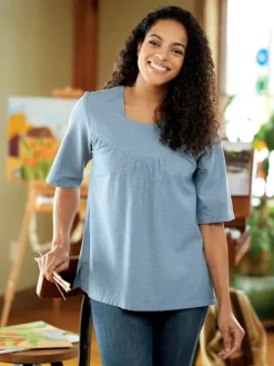 Solid Cotton Muumuu Top