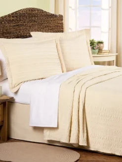 Solid Seersucker Bedspread or Pillow Sham