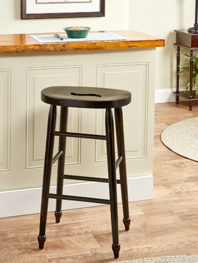 Solid Wood Bar Stool With Built-In Handle