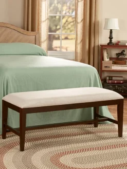 Solid Wood Bench With Upholstered Seat
