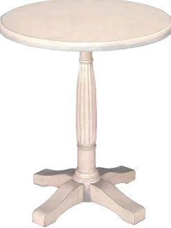 Solid Wood Round Side Table With Reeded Pedestal