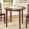 Solid Wood Round Small Space Kitchen and Dining Table, Walnut Finish