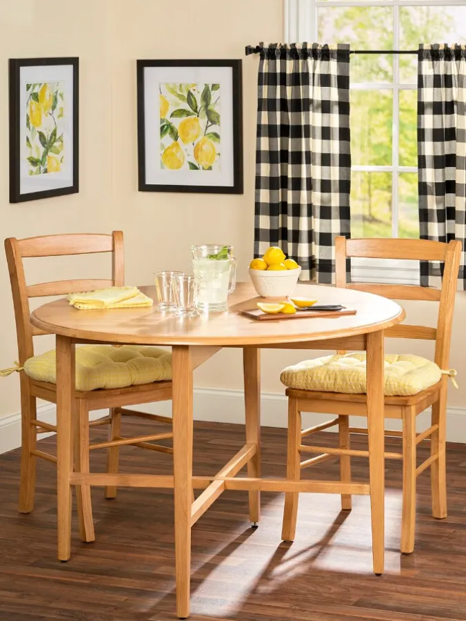 Solid Wood Round Small Space Kitchen and Dining Table, Light Oak Finish