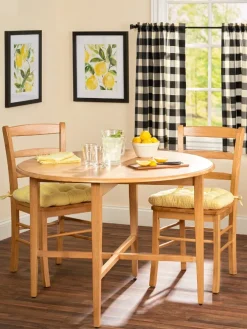 Solid Wood Round Small Space Kitchen and Dining Table, Light Oak Finish