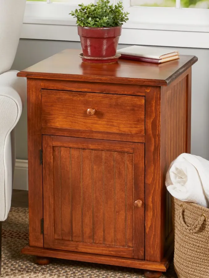 Solid Wood Side Table With Drawer