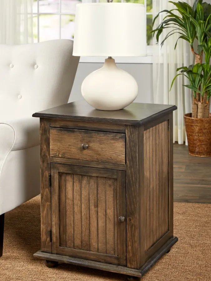 Solid Wood Side Table With Drawer