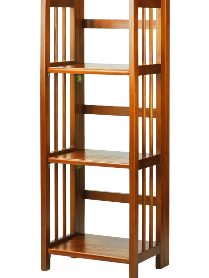 Solid Wood Slim-Fit Folding Bookshelf