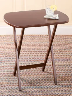 Solid Wood TV Trays With Storage Stand, 4 Tables