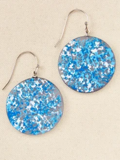 Speckled Blue Circle Earrings
