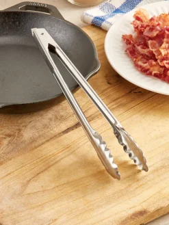 Stainless-Steel Locking Kitchen Tongs, In 2 Sizes