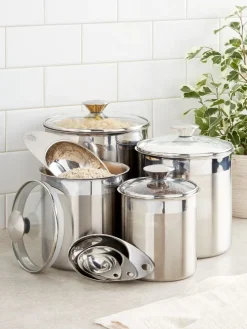 Stainless Steel 8-Piece Canister and Scoop Set