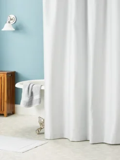 Stay-Dry Water-Repellent Light Grey Cotton Shower Curtain