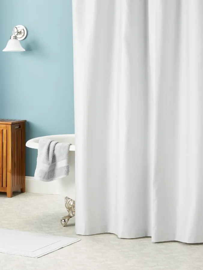 Stay-Dry Water-Repellent Light Grey Cotton Shower Curtain
