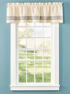 Stenciled Border Rod Pocket Muslin Tailored Valance