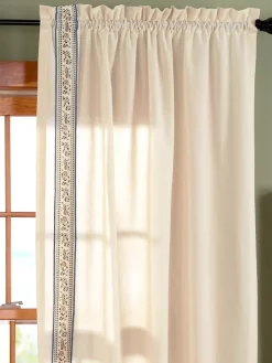 Stenciled Border Rod Pocket Muslin Curtains