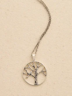 Sterling Silver Bird-on-a-Branch Pendant Necklace
