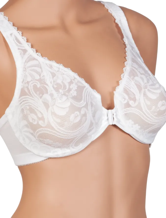 Stretch-Lace Front-Closure Underwire Bra
