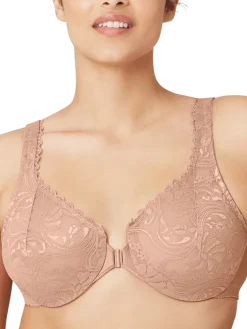 Stretch-Lace Front-Closure Underwire Bra