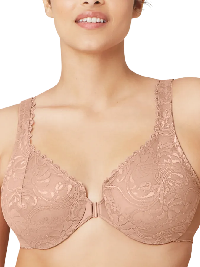 Stretch-Lace Front-Closure Underwire Bra