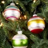 Striped Glass Ball Reflector Christmas Ornaments, Set of 6