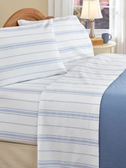 Striped Portuguese Cotton Flannel Sheet Set