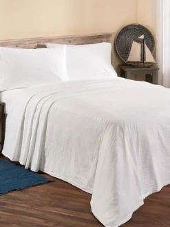Striped Seersucker Portuguese Cotton Percale Bedspread