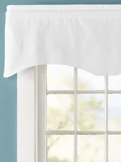 Striped Semi-Sheer Rod Pocket Scalloped Valance