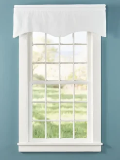 Striped Semi-Sheer Rod Pocket Scalloped Valance