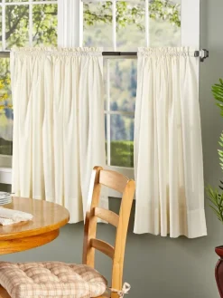 Striped Semi-Sheer Rod Pocket Tiers by Country Curtains®