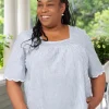 Striped Top With Scalloped Trim