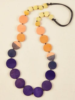 Sunset Multicolor Wooden Bead Adjustable Necklace