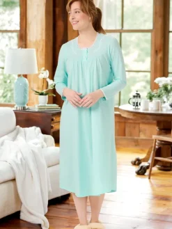 Sweet Dreams Long-Sleeve Jersey Cotton Nightgown