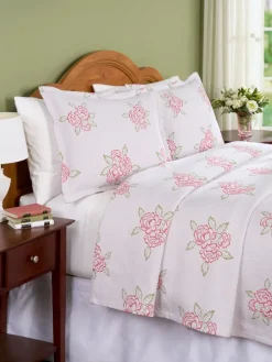Sweetheart Rose Cotton Coverlet or Pillow Sham