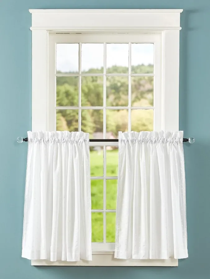Swiss Dot Semi-Sheer Rod Pocket Tiers by Country Curtains®