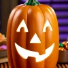 Tall Lighted Halloween Jack-o'-Lantern Ceramic Decoration