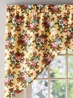 Tapestry Rose Rod Pocket Swag Pair
