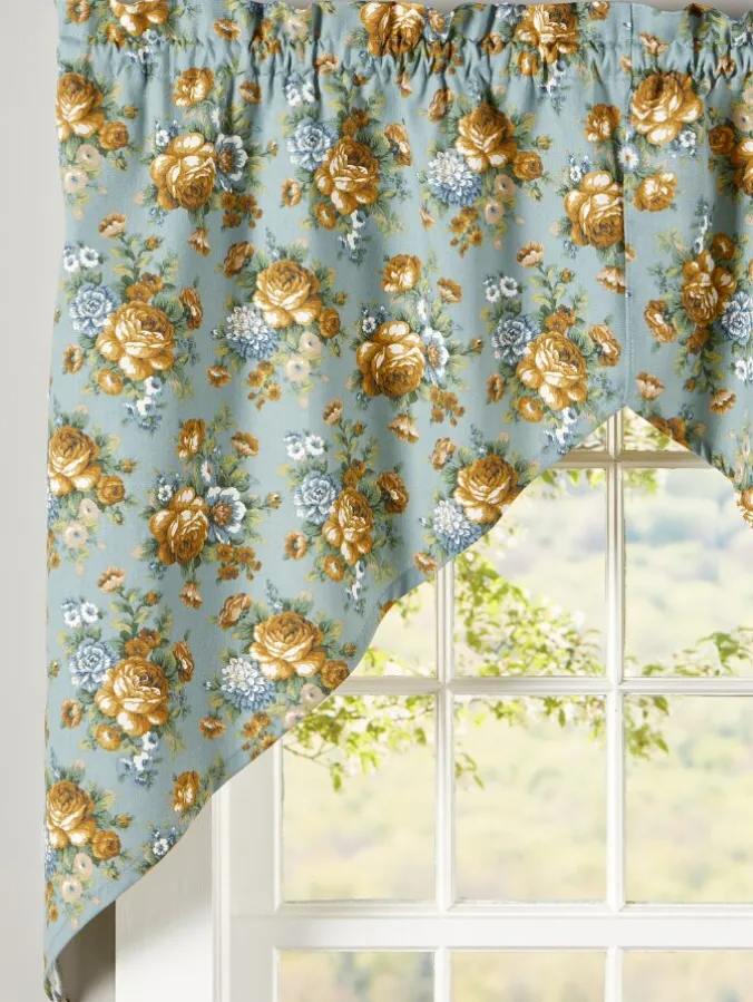 Tapestry Rose Rod Pocket Swag Pair